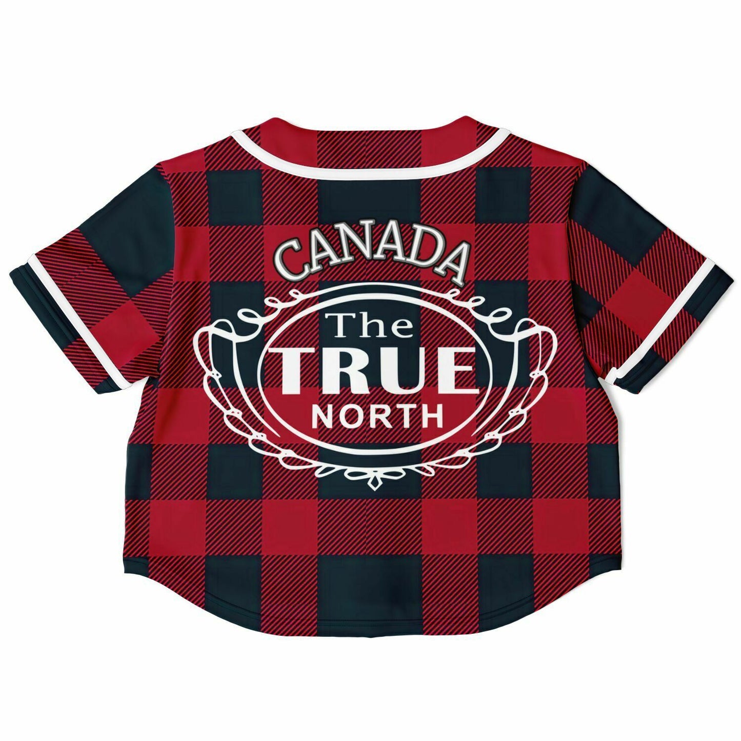 Canada The True North RED Plaid Cropped Baseball Jersey