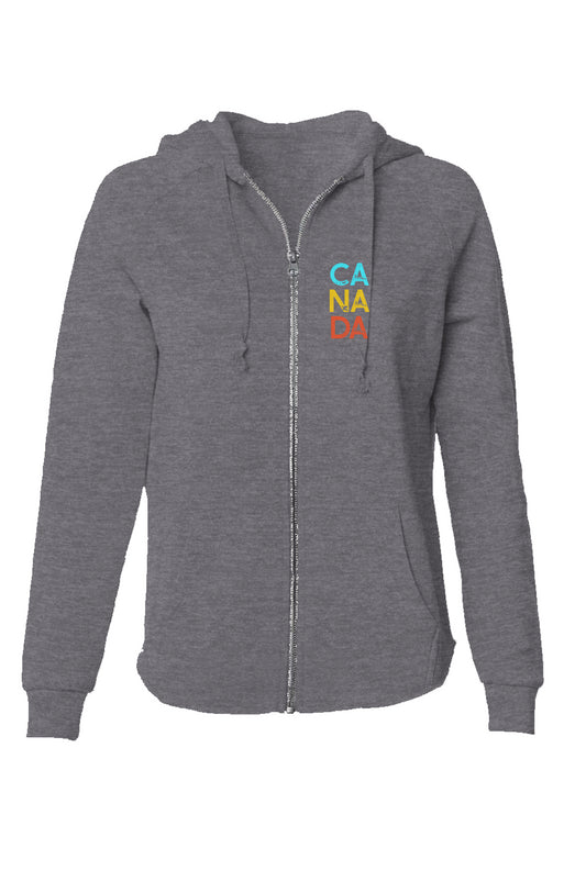 CANADA Bear | Women's Lightweight Wash Zip Hoodie - Front & Back Print