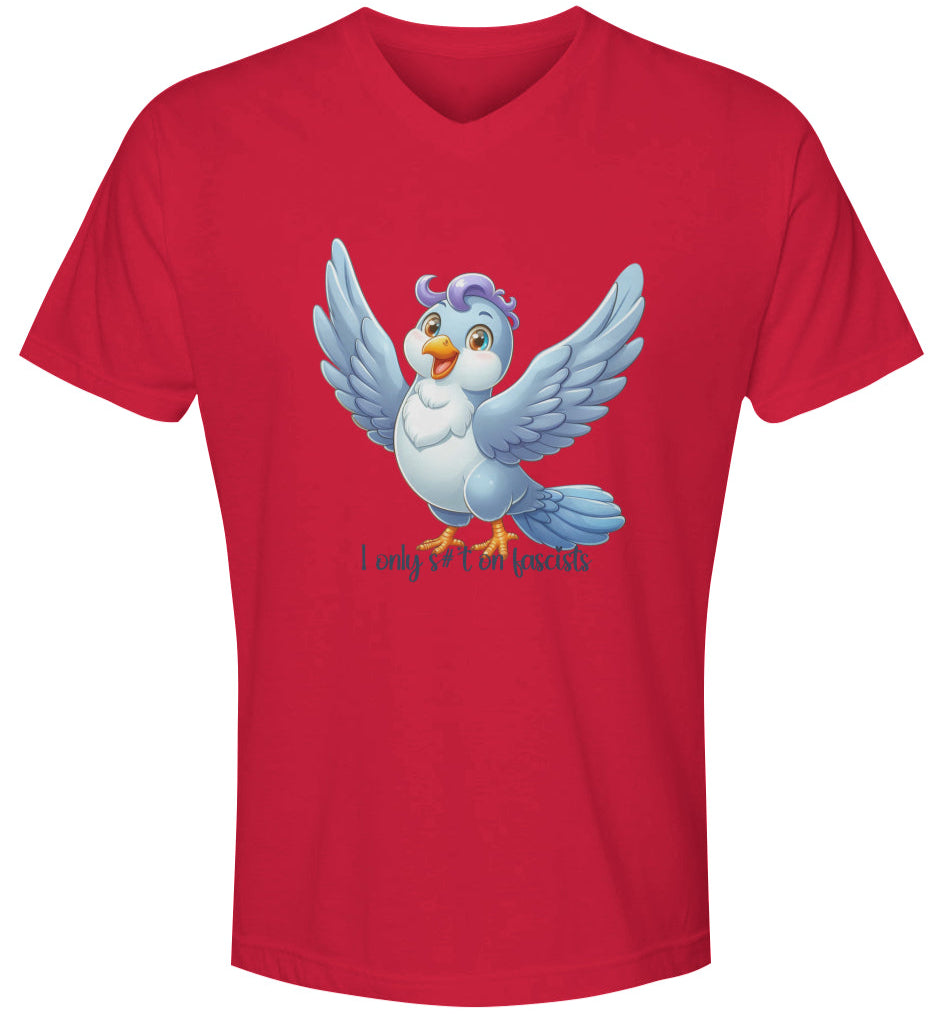 Red with blue font Unisex Poly-Rich V-Neck T-Shirt