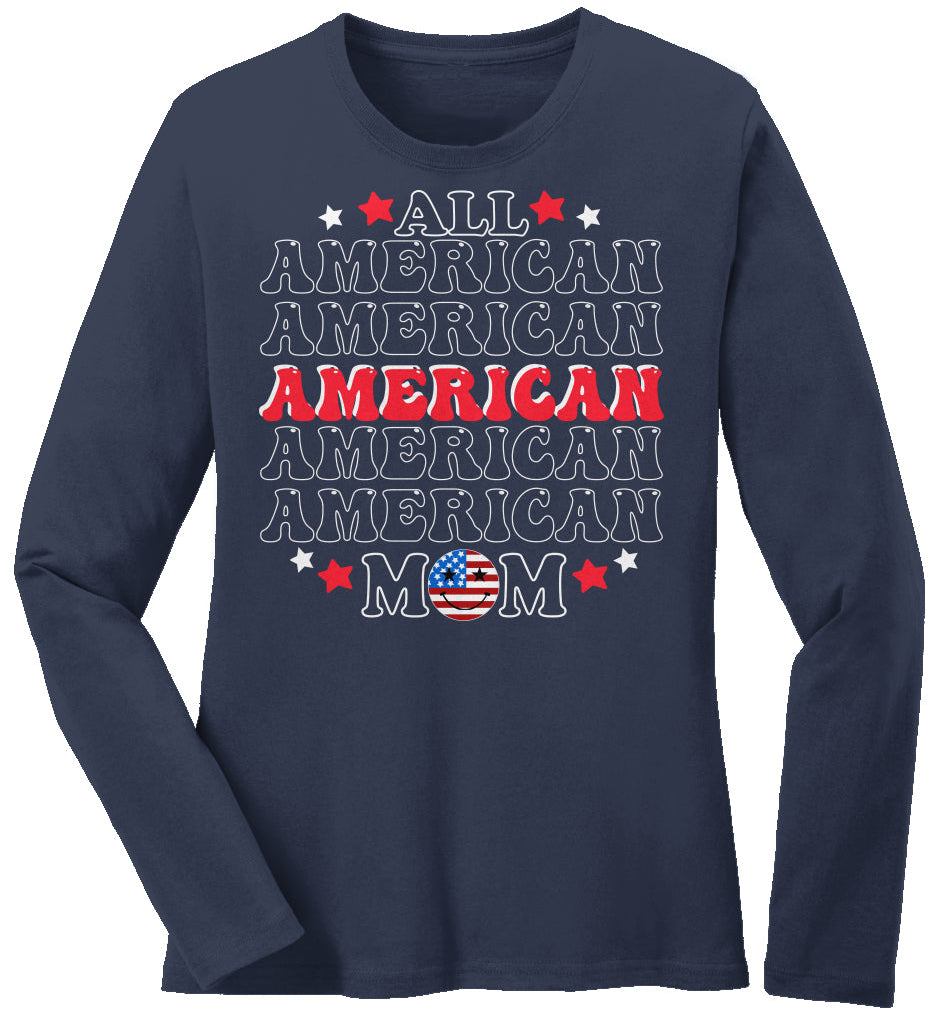 All American Mom | Long Sleeve Core Cotton Tee - White