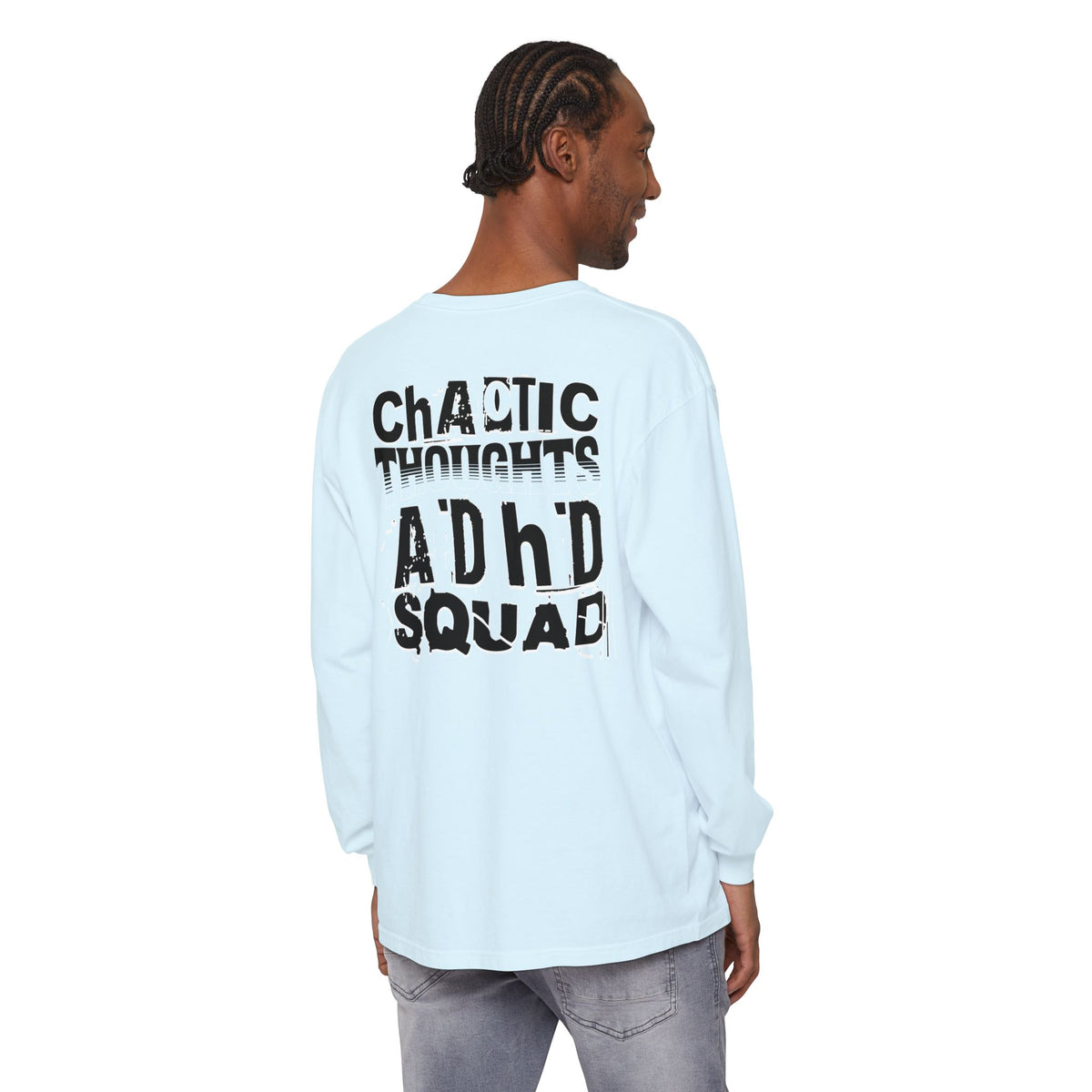 ADHD SQUAD | Unisex Garment-Dyed Long Sleeve Tee - Chaotic Thoughts That Are Constantly Fading Away