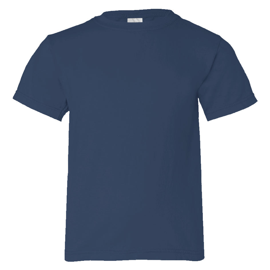 Navy blue t-shirt on a white background