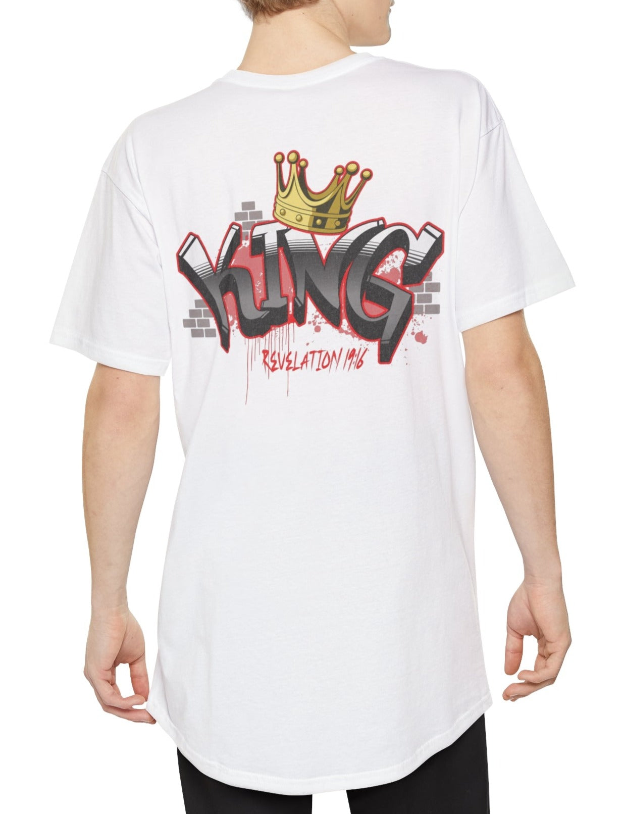 King of kings and Lord of lords Print on Back Unisex Long Body Urban Tee. Revelation 19:16