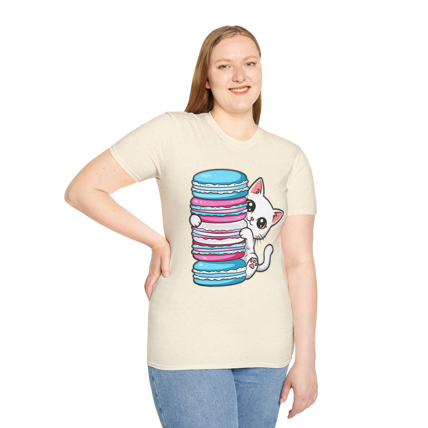 Peeking Kitten | Unisex Softstyle T-Shirt - Trans Flag Macaroons