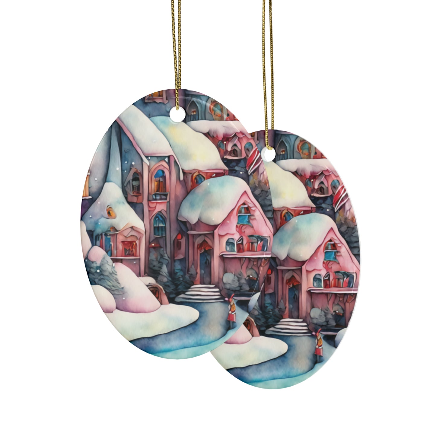 Idyllic Fantasy Christmas Scene | Ceramic Ornaments (1pcs, 5pcs, 10pcs, 20pcs) - 10