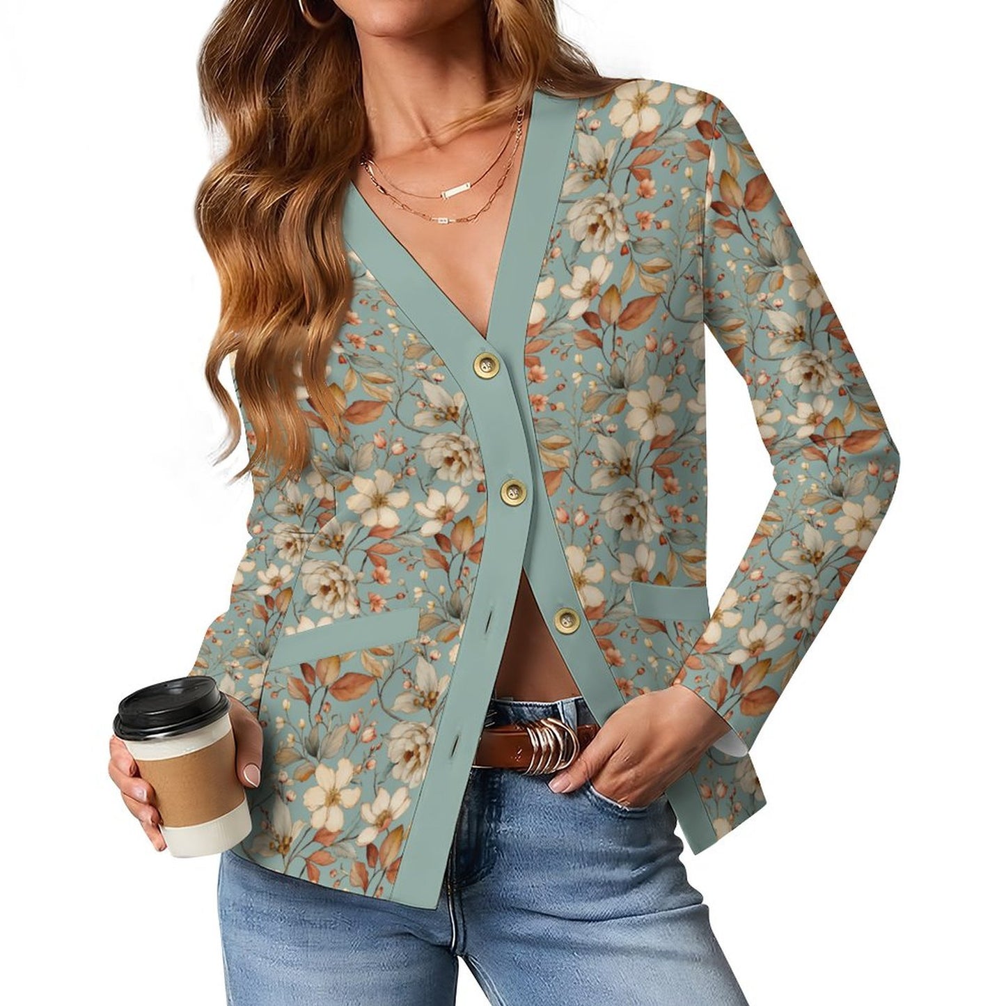 Green 170gsm Women's Lightweight Cardigan
