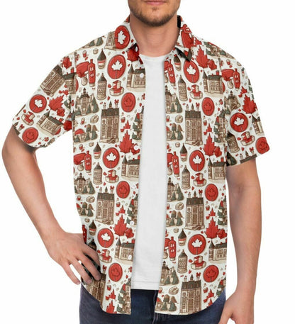 Canada Day July 1st Short Sleeve Button Down Shirt