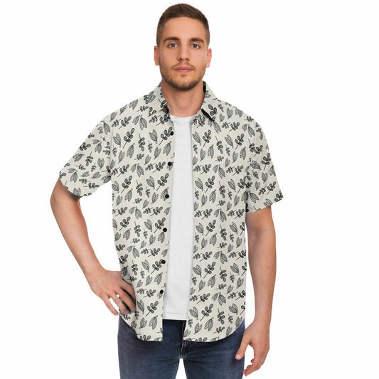 BOHO Leaves Short Sleeve Button Down Shirt