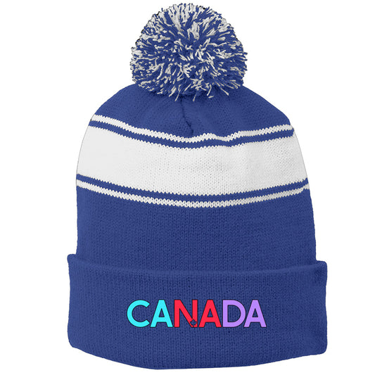 CANADA | Sport-Tek Striped Pom-Pom Toque - Pink