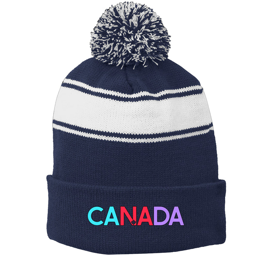 CANADA | Sport-Tek Striped Pom-Pom Toque - Pink