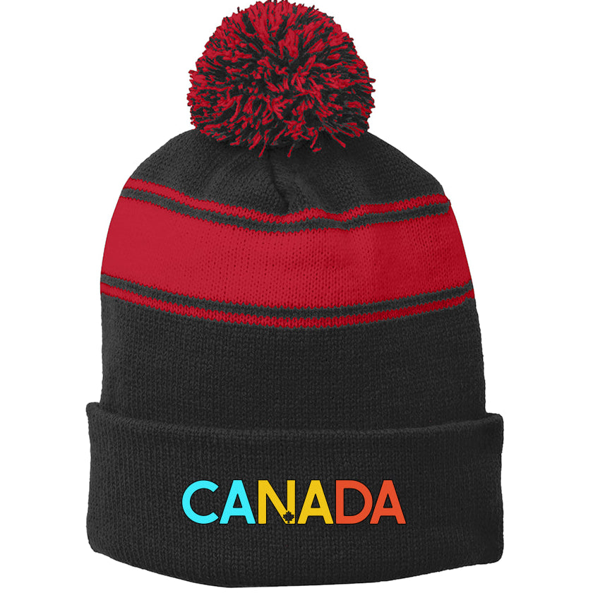CANADA | Sport-Tek Striped Pom-Pom Toque - Sunset
