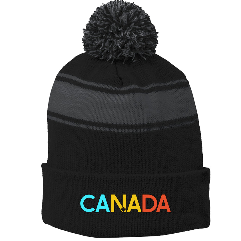 CANADA | Sport-Tek Striped Pom-Pom Toque - Sunset