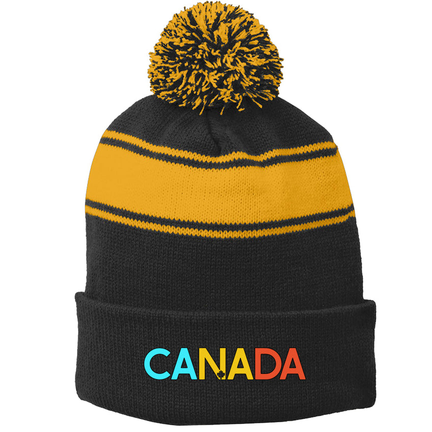 CANADA | Sport-Tek Striped Pom-Pom Toque - Sunset