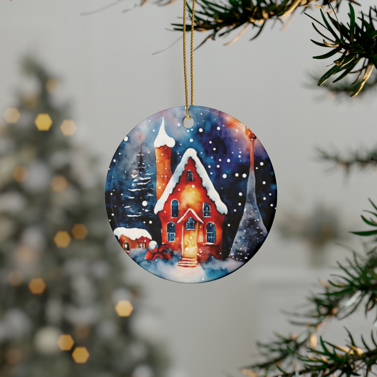 Idyllic Fantasy Christmas Scene | Ceramic Ornaments (1pcs, 5pcs, 10pcs, 20pcs) - 27