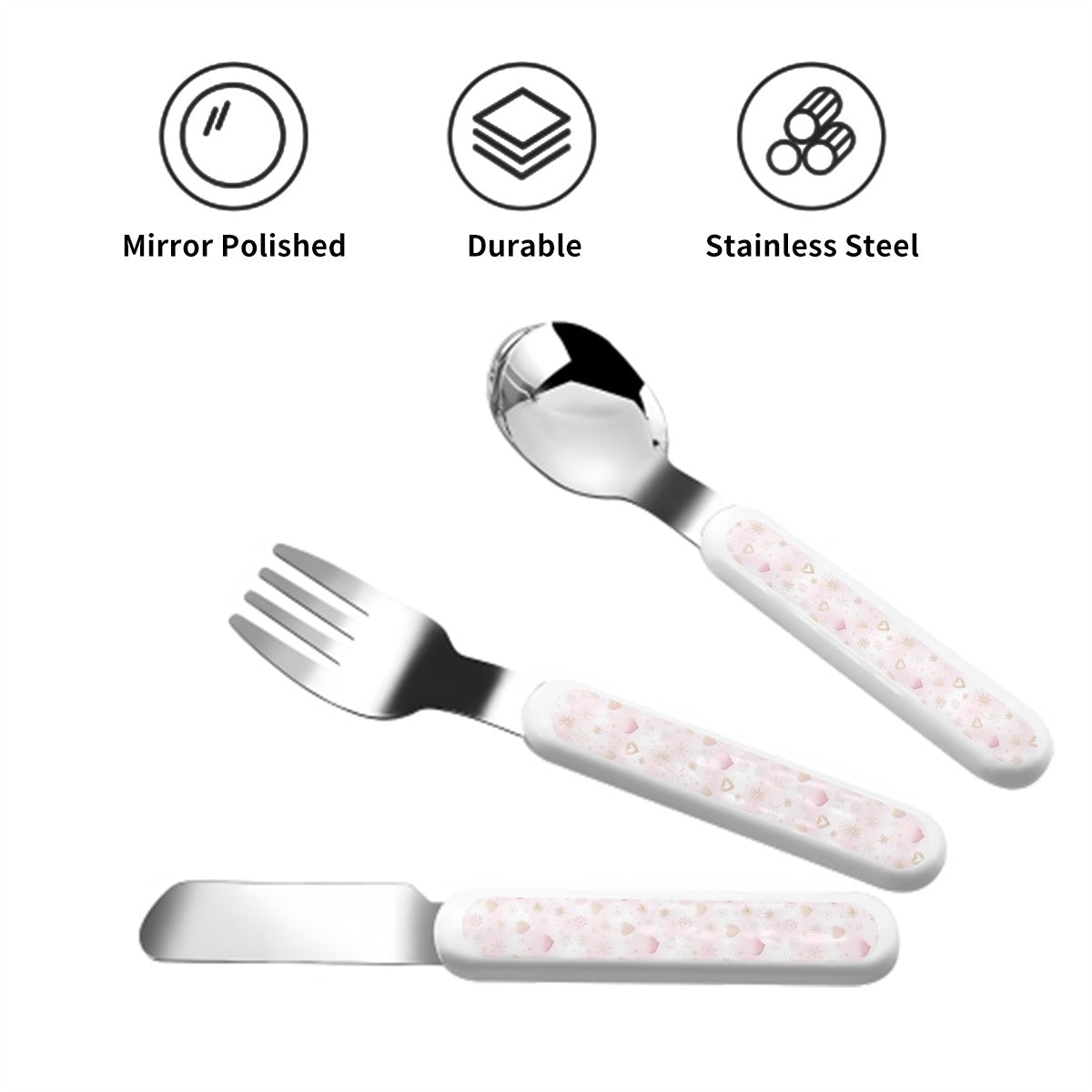 Hearts Edition - Children's Stainless Steel Cutlery Set – Safe, Durable, and Adorable