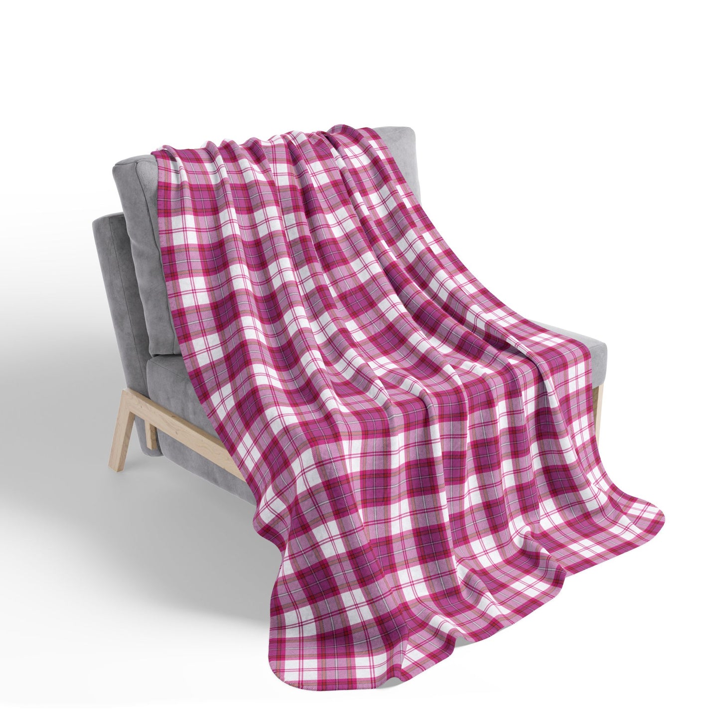 Pink Alberta Dress Tartan - Fleece Sherpa Blanket in 2 Sizes