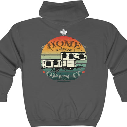 Home Is Where You Open It - TRAILMANOR - Unisex Heavy Blend™ Full Zip Hooded Sweatshirt - Zip-Up Hoodie