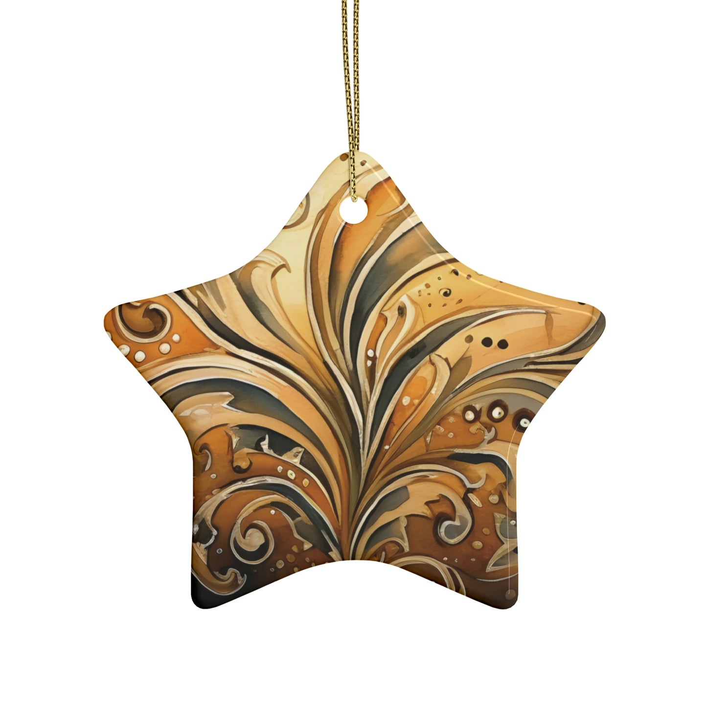 Gold Swirl Flairs Ceramic Christmas Ornaments (1pcs, 5pcs, 10pcs, 20pcs)
