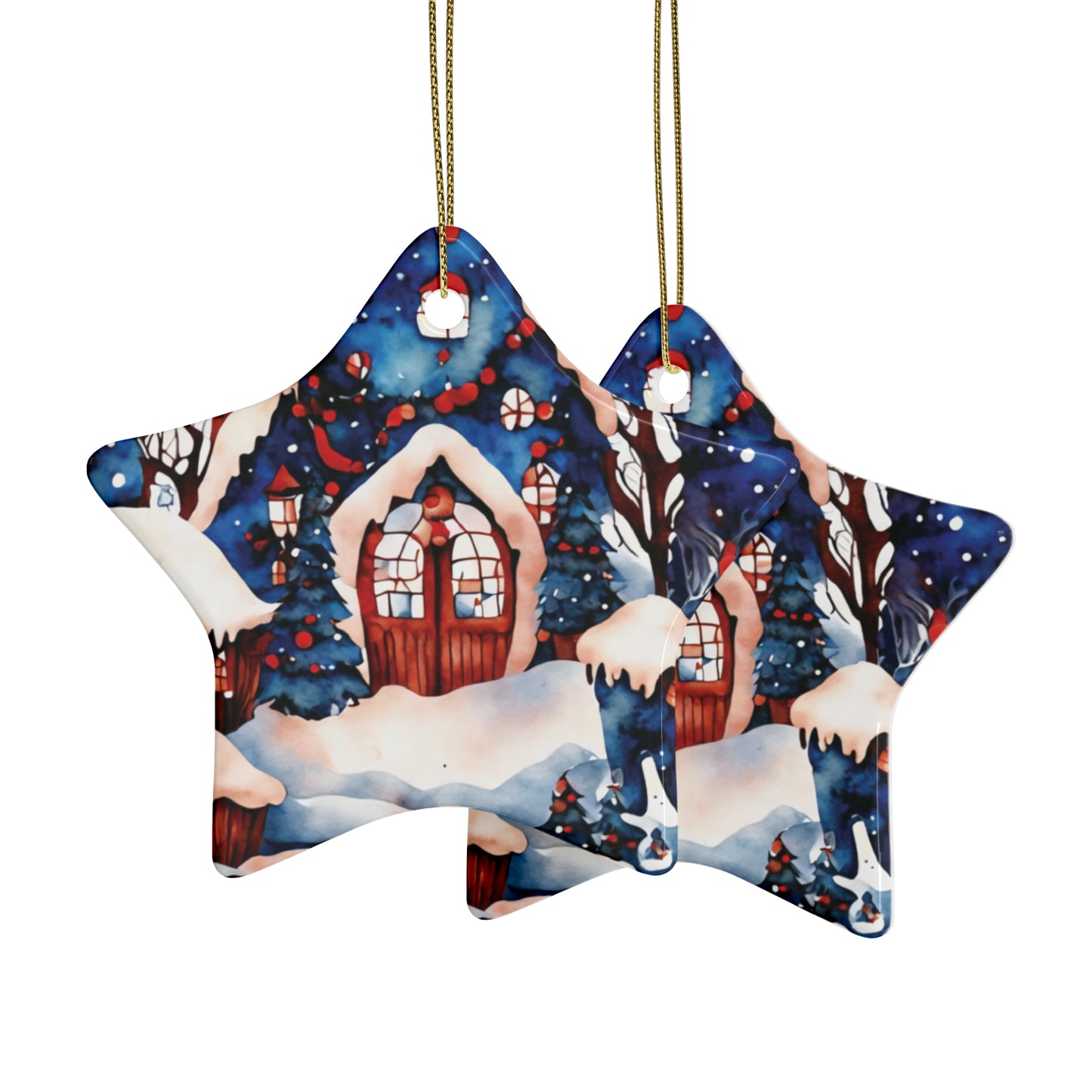 Idyllic Fantasy Christmas Scene | Ceramic Ornaments (1pcs, 5pcs, 10pcs, 20pcs) - 20