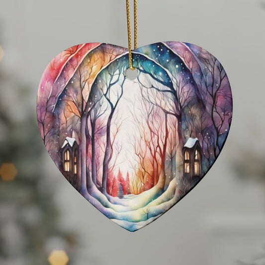 Idyllic Fantasy Christmas Scene | Ceramic Ornaments (1pcs, 5pcs, 10pcs, 20pcs) - 13