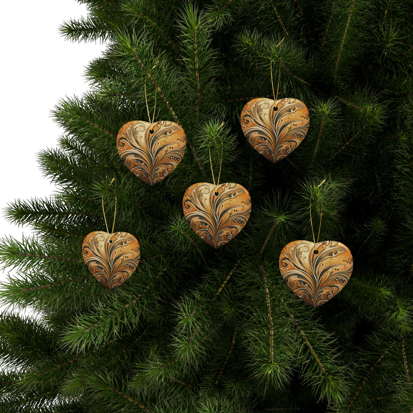 Gold Swirl Flairs Ceramic Christmas Ornaments (1pcs, 5pcs, 10pcs, 20pcs)