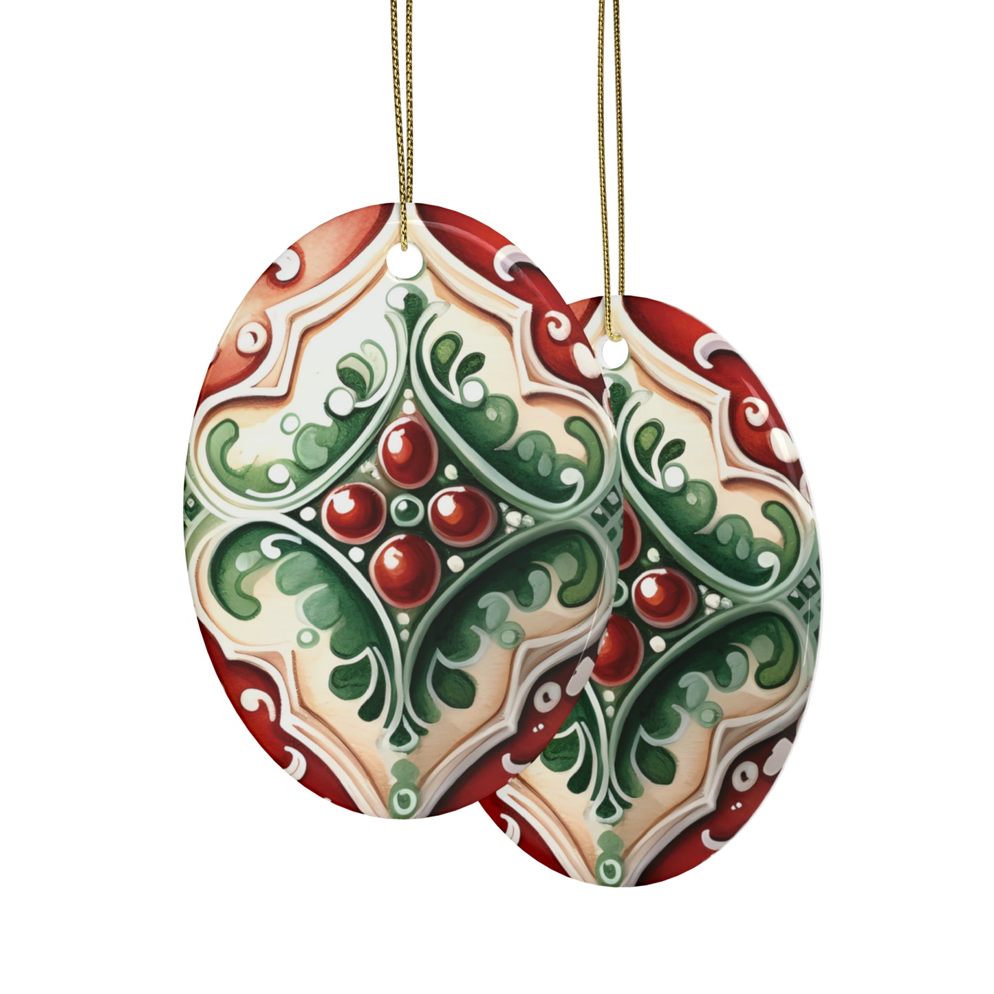 Green & Red Ruby Ceramic Christmas Ornaments (1pcs, 5pcs, 10pcs, 20pcs)