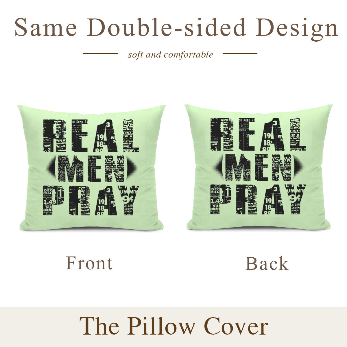 Cushion cover + pillow core (the same double-sided)｜Polyester - Real Men Pray - WHITE