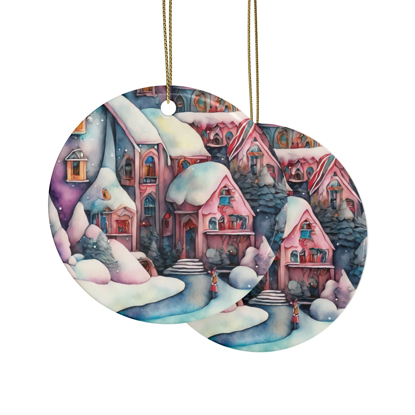 Idyllic Fantasy Christmas Scene | Ceramic Ornaments (1pcs, 5pcs, 10pcs, 20pcs) - 10