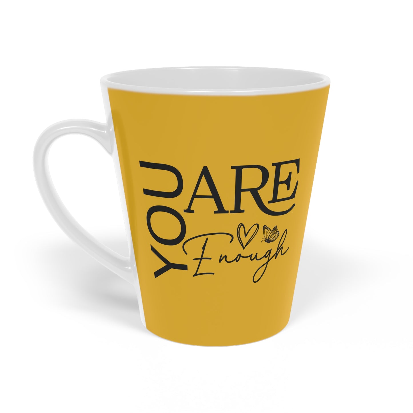 You Are Enough - Ceramic Latte Mug, 12oz - Yellow