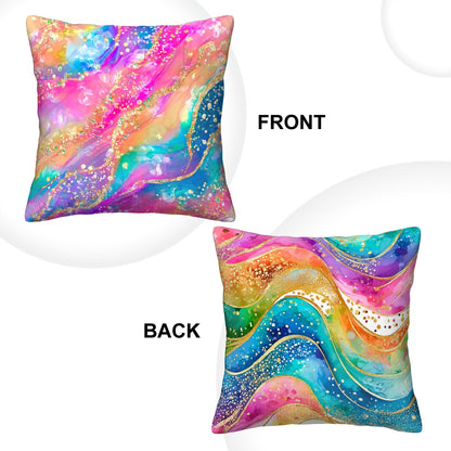 Sparkly Disco Rainbow - Corduroy Throw Pillow Covers with Core (Double-Sided Design)