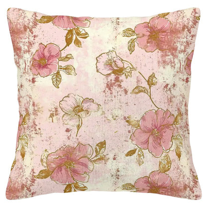 Vintage Flowers - Corduroy Throw Pillow Covers (Double-Sided Design)