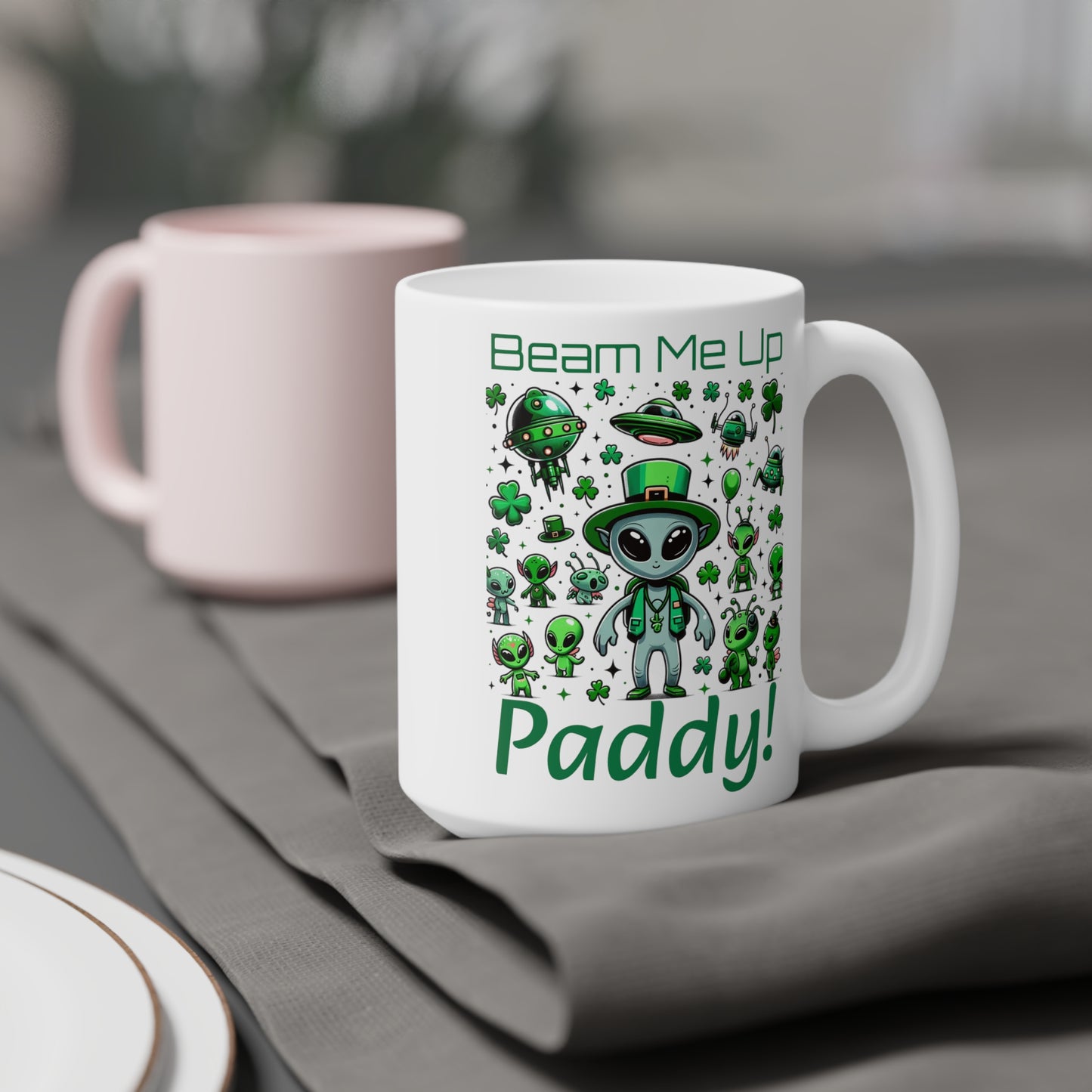 Beam Me Up Paddy! - Ceramic Mugs (11oz\15oz\20oz) for St. Patrick's Day Sci-fi Fun