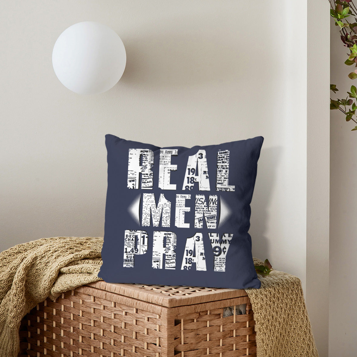 Cushion cover + pillow core (the same double-sided)｜Polyester - Real Men Pray - WHITE