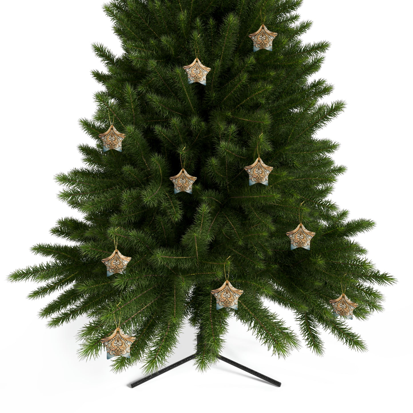 Gold and Blue Ceramic Christmas Ornaments (1pcs, 5pcs, 10pcs, 20pcs)