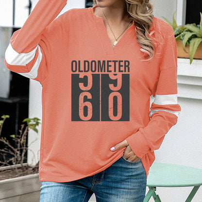 Oldometer 59->60 Fun Women's Casual Loose V-Neck Sweatshirt