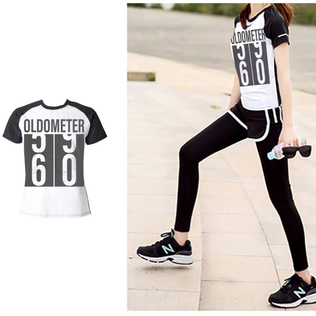 Oldometer 59->60 Women's Raglan Short Sleeved T-Shirt