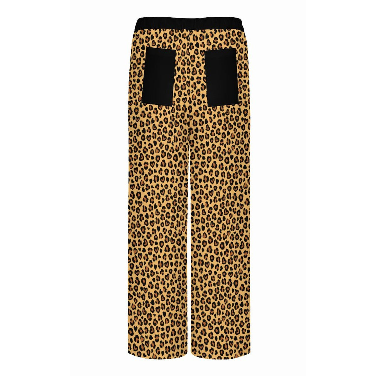 Heart Leopard Print | Women's Straight Wide-Leg Crop Pants