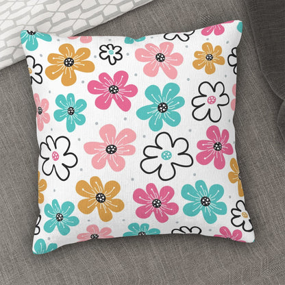 Whimsical Flowers - Corduroy Throw Pillow Covers (Double-Sided Design)