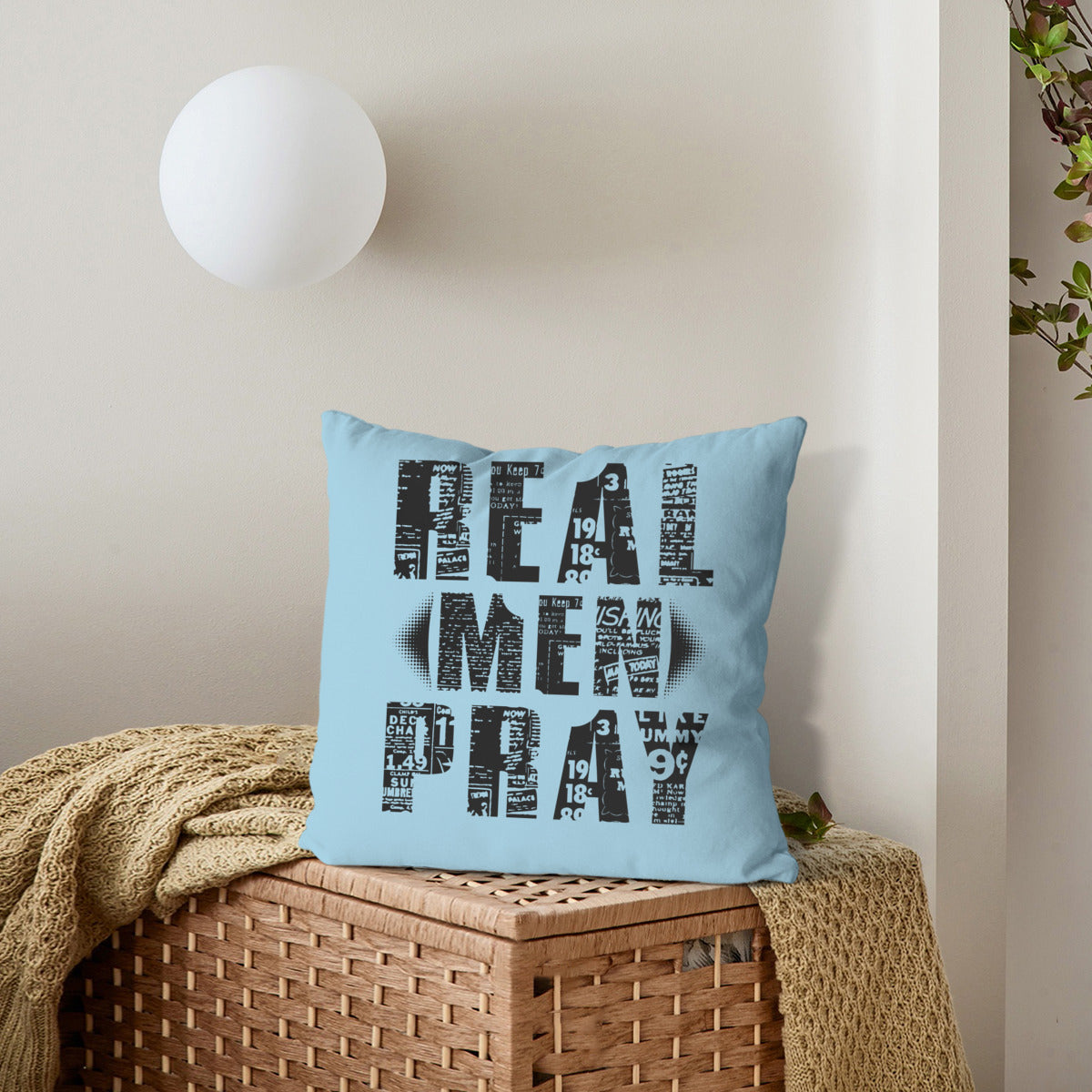 Cushion cover + pillow core (the same double-sided)｜Polyester - Real Men Pray - WHITE