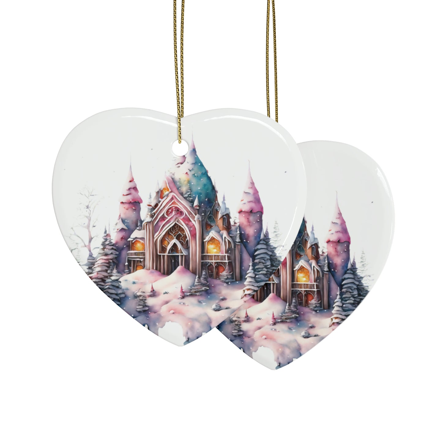 Idyllic Fantasy Christmas Scene | Ceramic Ornaments (1pcs, 5pcs, 10pcs, 20pcs) - 4