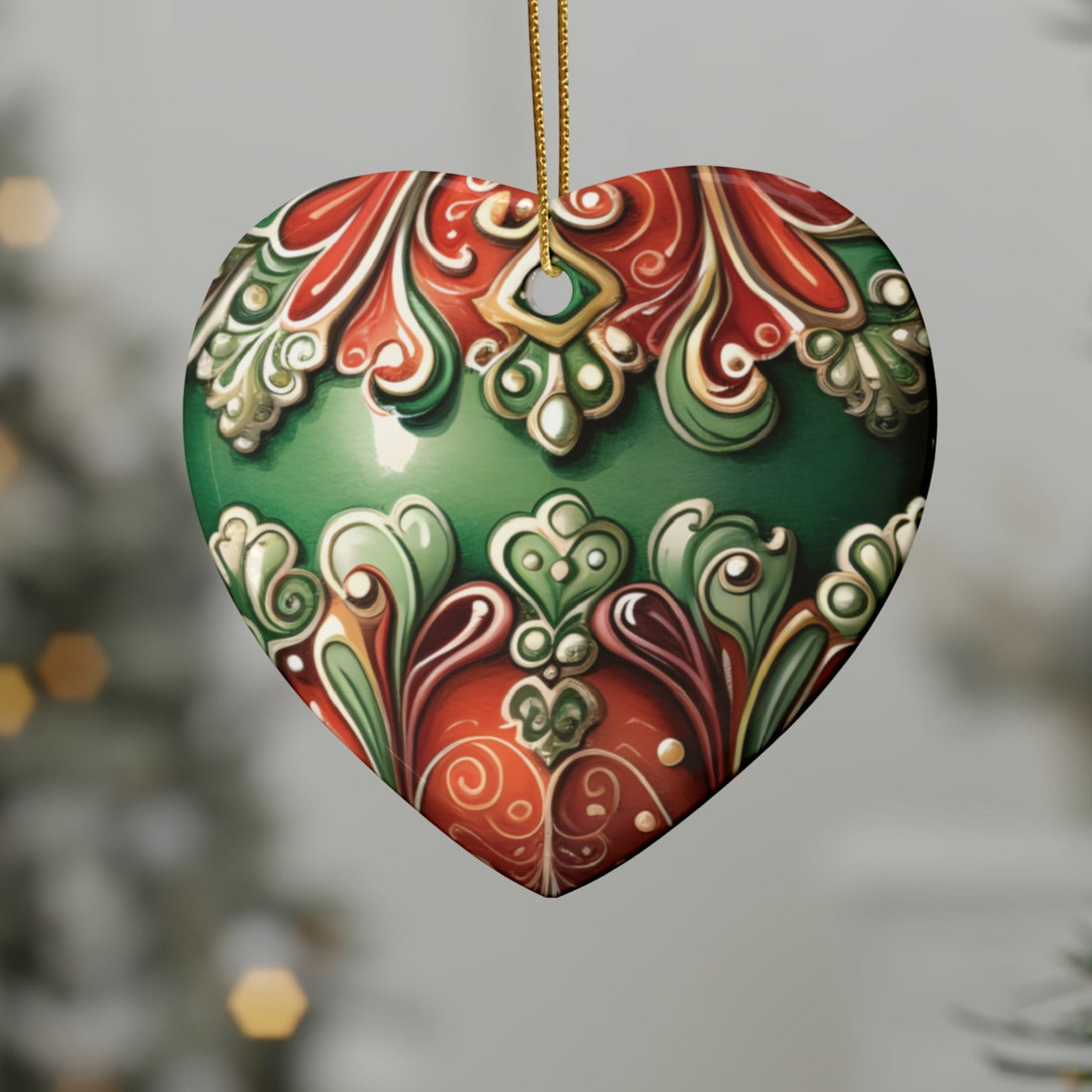Red & Green Emerald Ceramic Christmas Ornaments (1pcs, 5pcs, 10pcs, 20pcs)