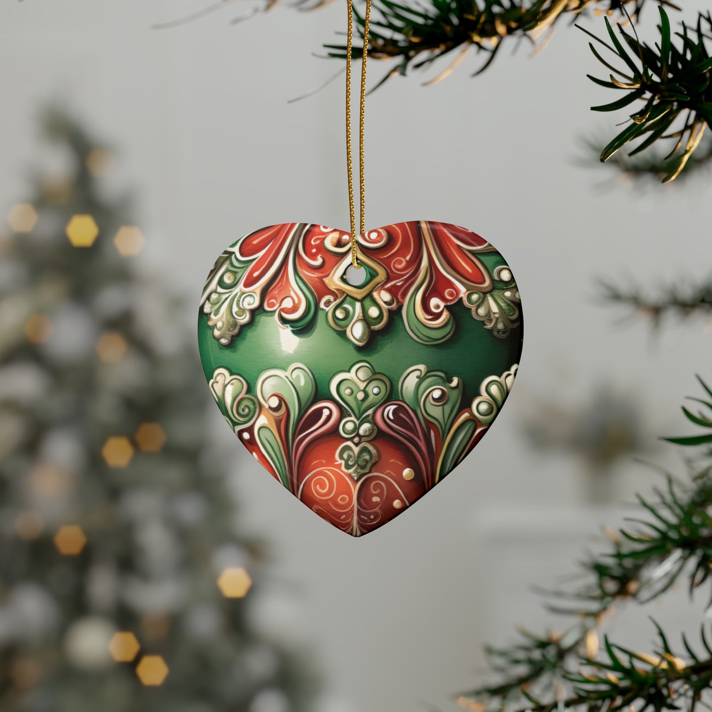Red & Green Emerald Ceramic Christmas Ornaments (1pcs, 5pcs, 10pcs, 20pcs)