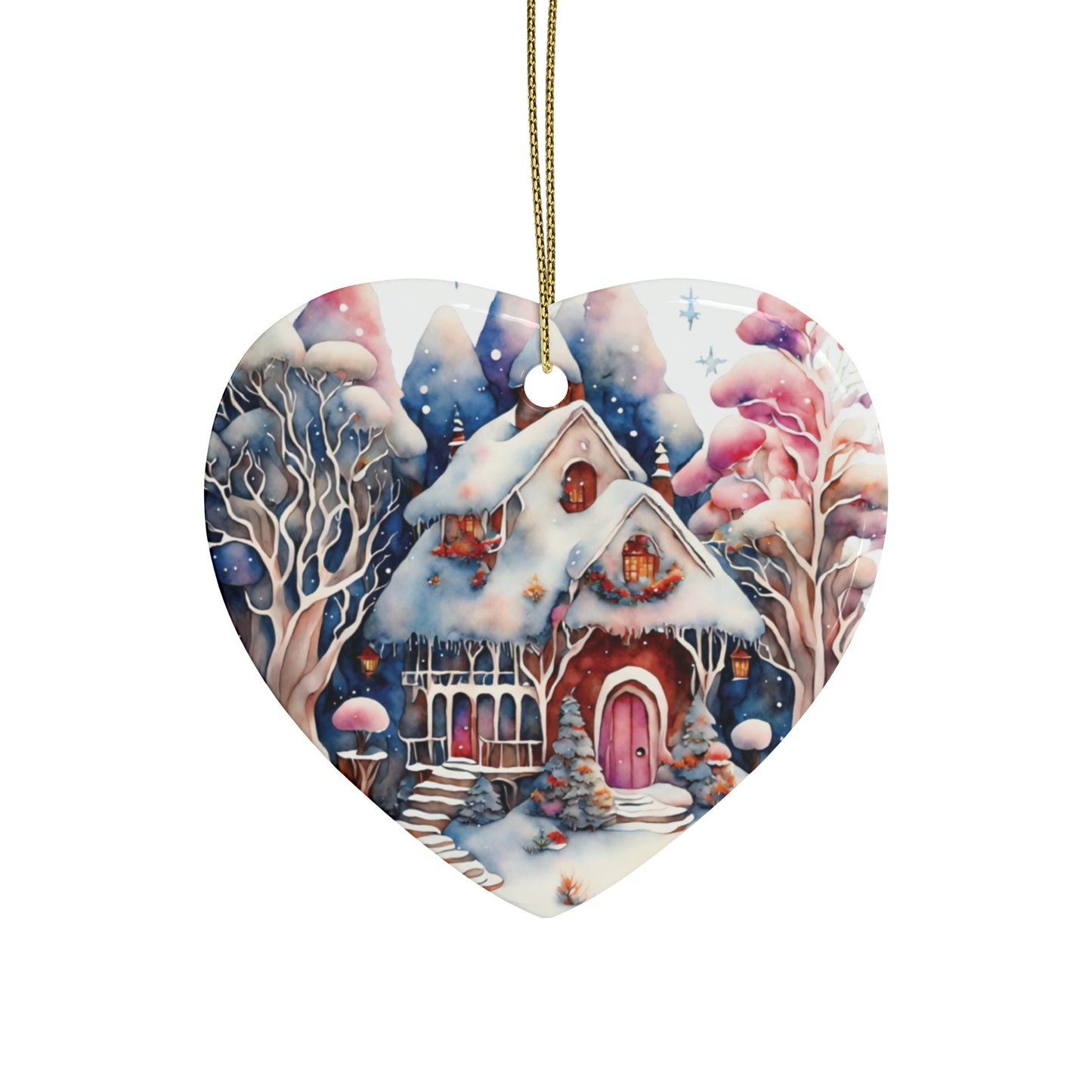 Idyllic Fantasy Christmas Scene | Ceramic Ornaments (1pcs, 5pcs, 10pcs, 20pcs) - 24