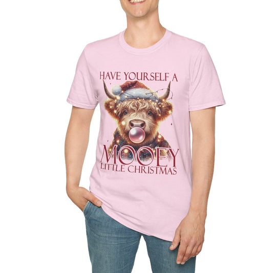 Have Yourself a Mooey Little Christmas – Festive Soft Cotton Highland Cow Tee