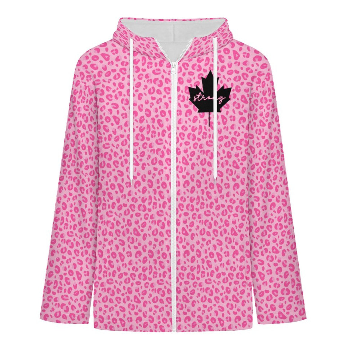 CANADA Strong | 250gsm Fleece Jacket with Hood - Pink Leopard