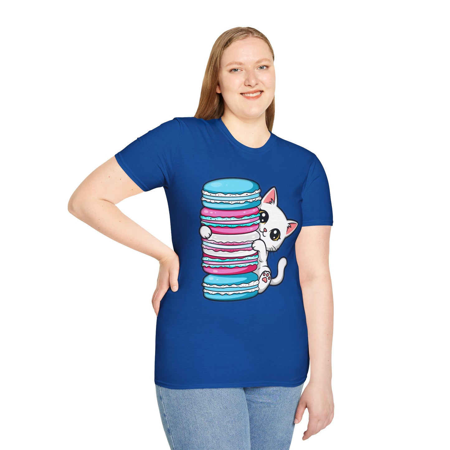 Peeking Kitten | Unisex Softstyle T-Shirt - Trans Flag Macaroons