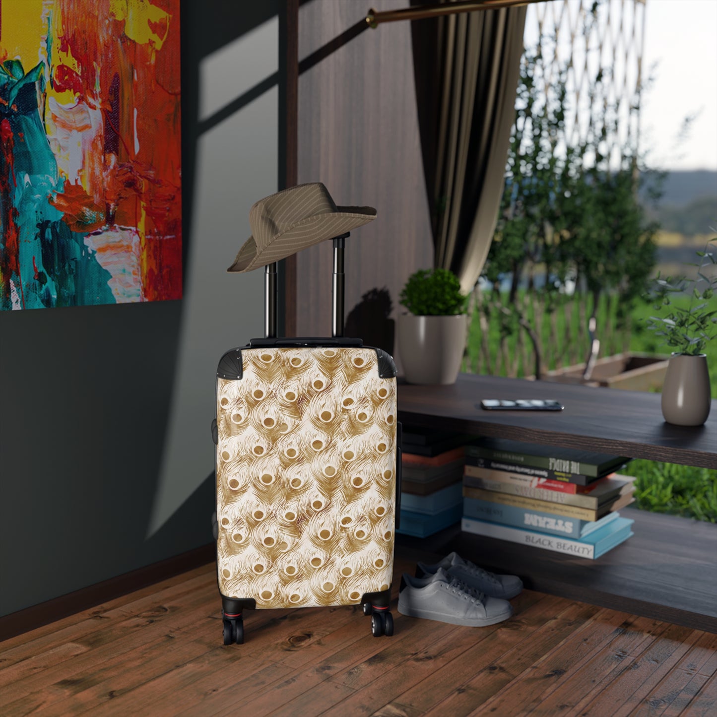 Watercolour Peacock Feathers Suitcases Available in 3 Sizes (Small, Medium, & Large)