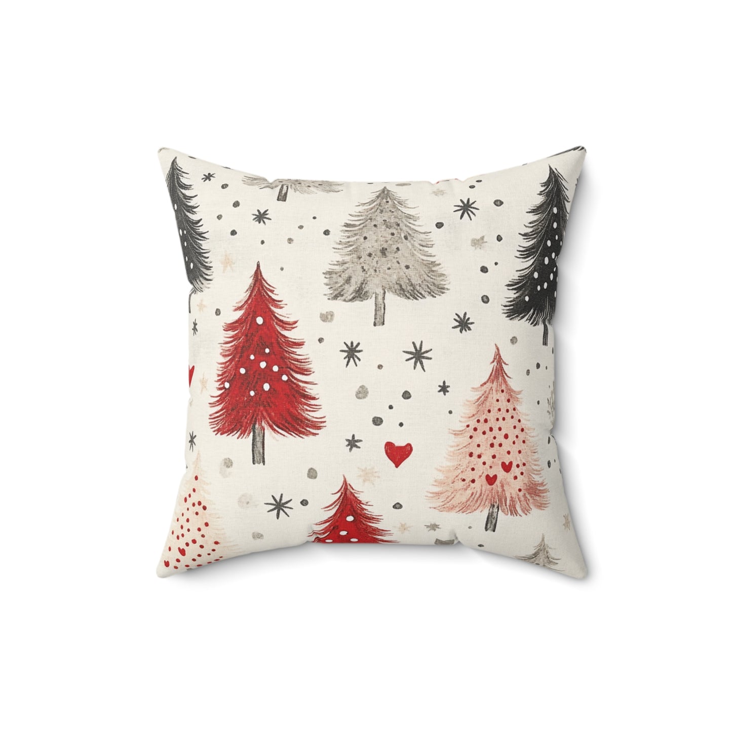 Vintage Christmas Trees - Spun Polyester Square Cushion & Case 14x14"