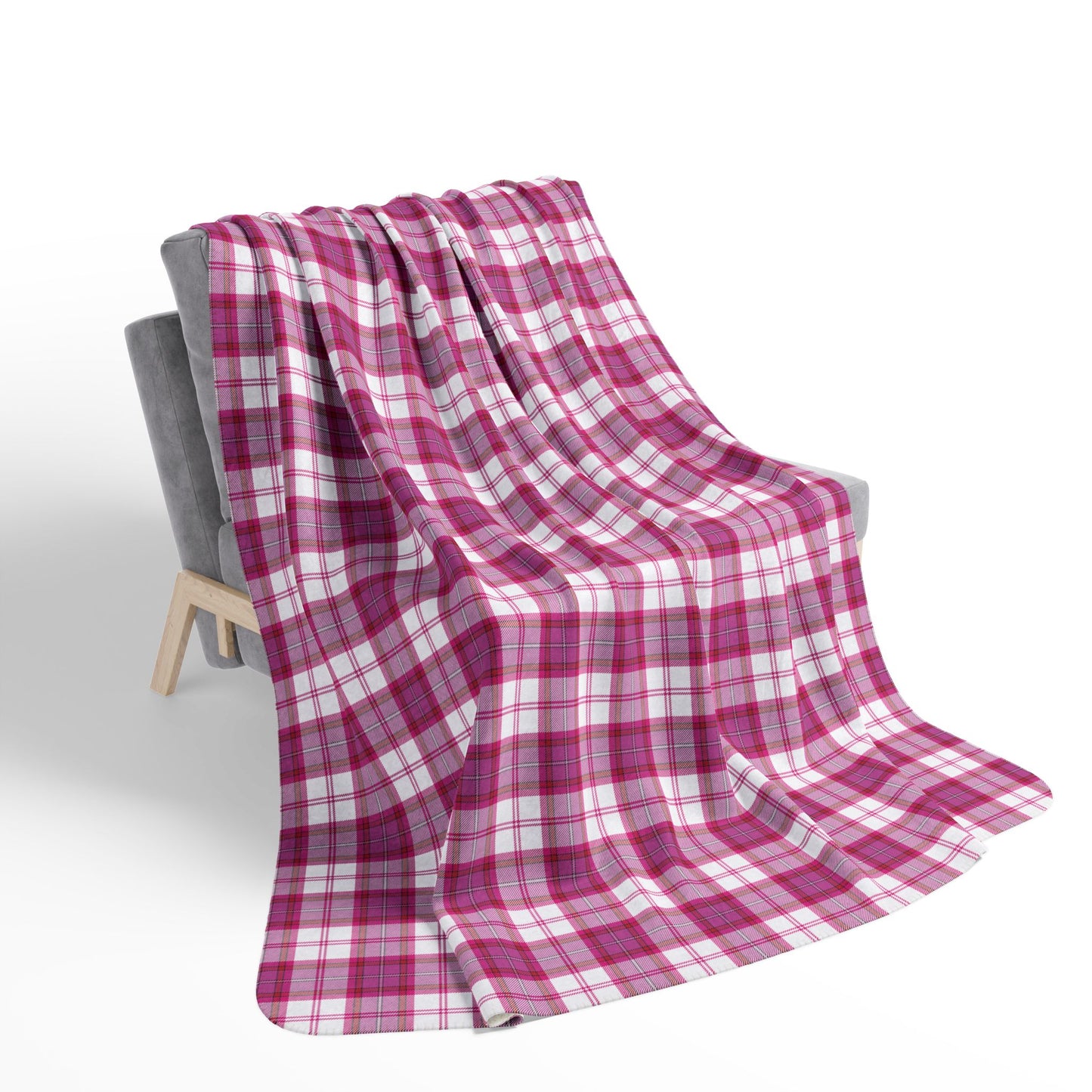 Pink Alberta Dress Tartan - Fleece Sherpa Blanket in 2 Sizes