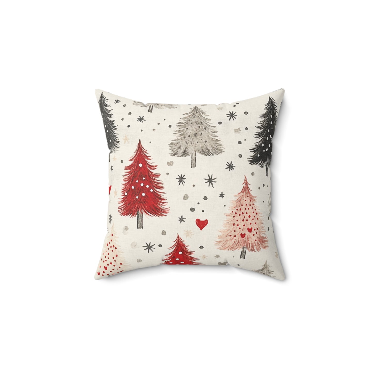 Vintage Christmas Trees - Spun Polyester Square Cushion & Case 14x14"